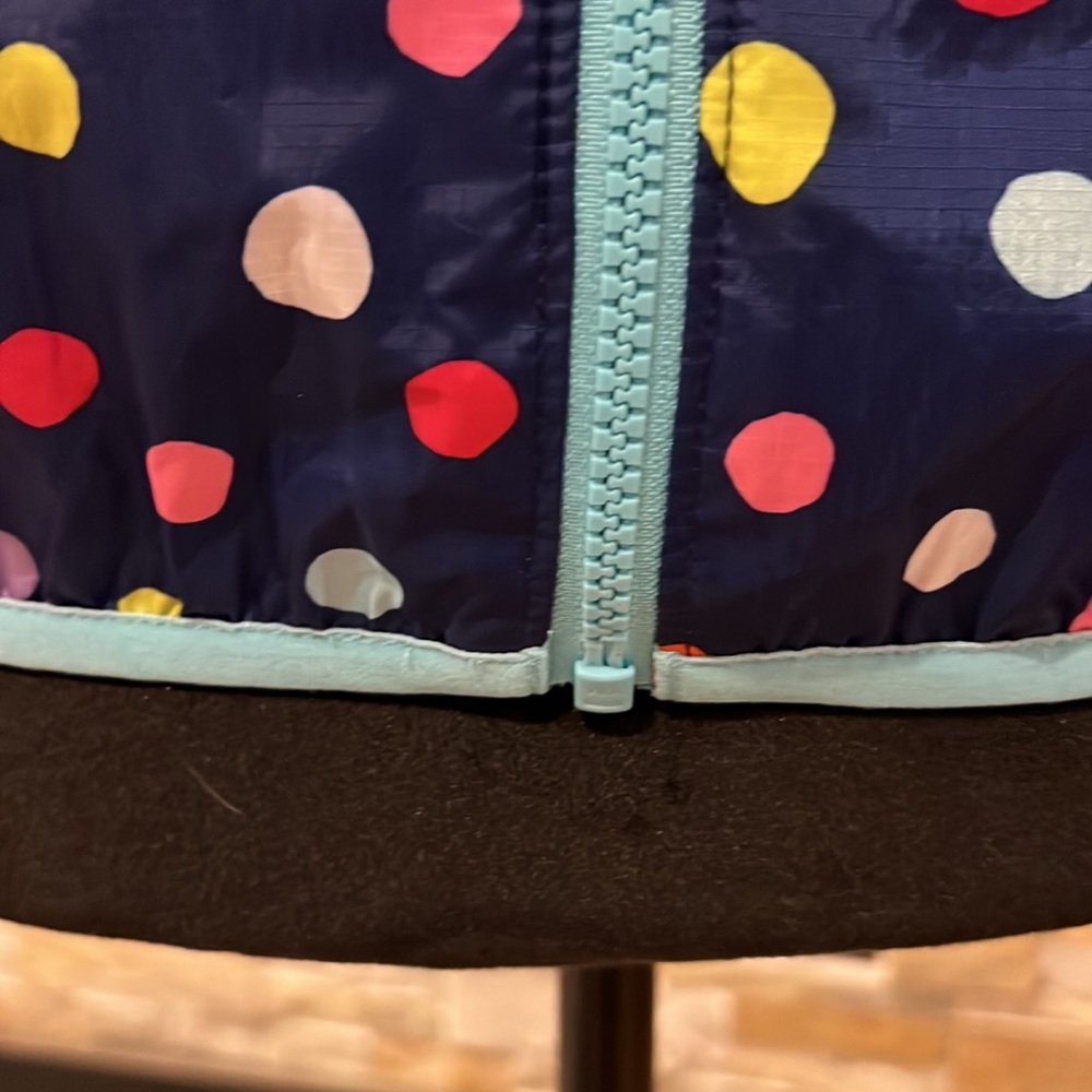 Girls Lands End Polka Dot Wind Lined Breaker Jacket M 10-12 - Picture 4 of 11